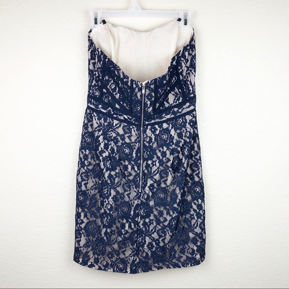 FINDERS KEEPERS Blue Somerset Strapless Lace Dress